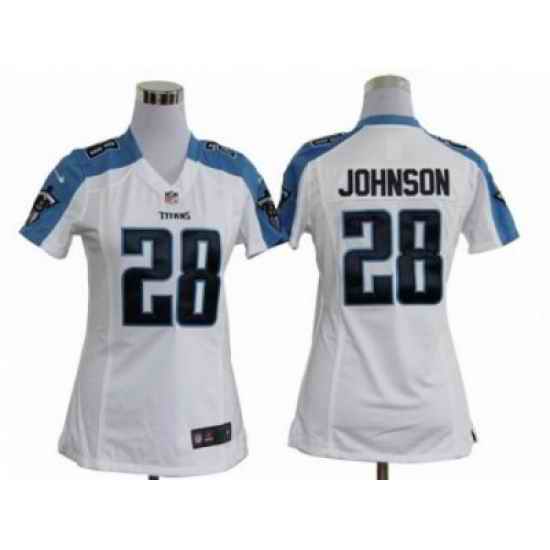 Nike Women NFL Tennessee Titans #28 Chris Johnson white Jerseys